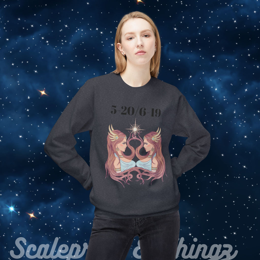 Gemini Fleece Crewneck Sweatshirt, Zodiac Astrology Apparel, Birthday Gift, Softstyle Sweatshirt, Horoscope Clothing, Unique Astrology Shirt