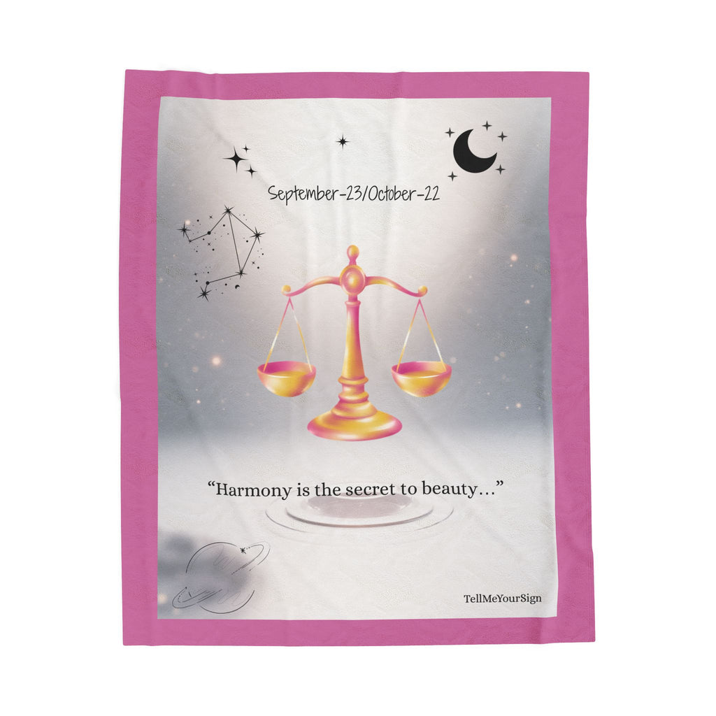 Libra Zodiac Velveteen Plush Blanket – Cozy Astrology Decor for Balance Lovers