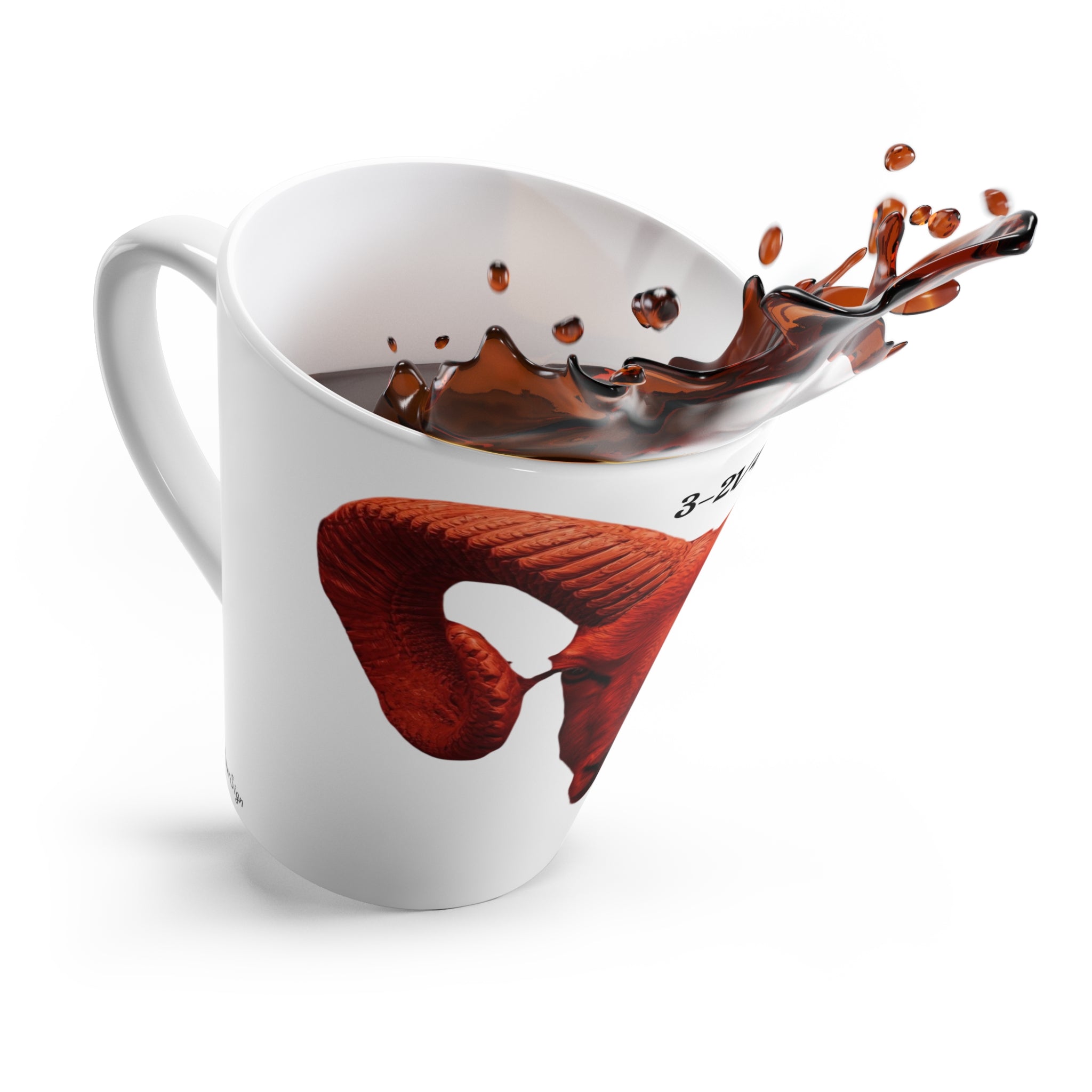 Bold Horned Ram Latte Mug, Unique Coffee Cup, Animal Lover's Gift, Black Art Mug, Best for Birthdays, Home Decor