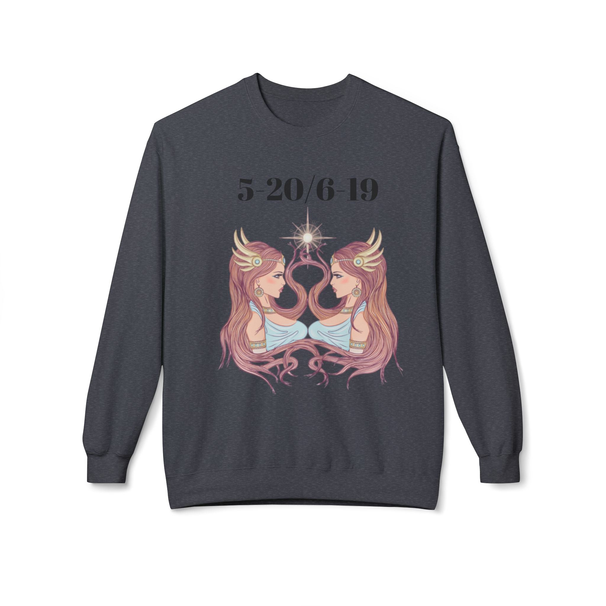 Gemini Fleece Crewneck Sweatshirt, Zodiac Astrology Apparel, Birthday Gift, Softstyle Sweatshirt, Horoscope Clothing, Unique Astrology Shirt