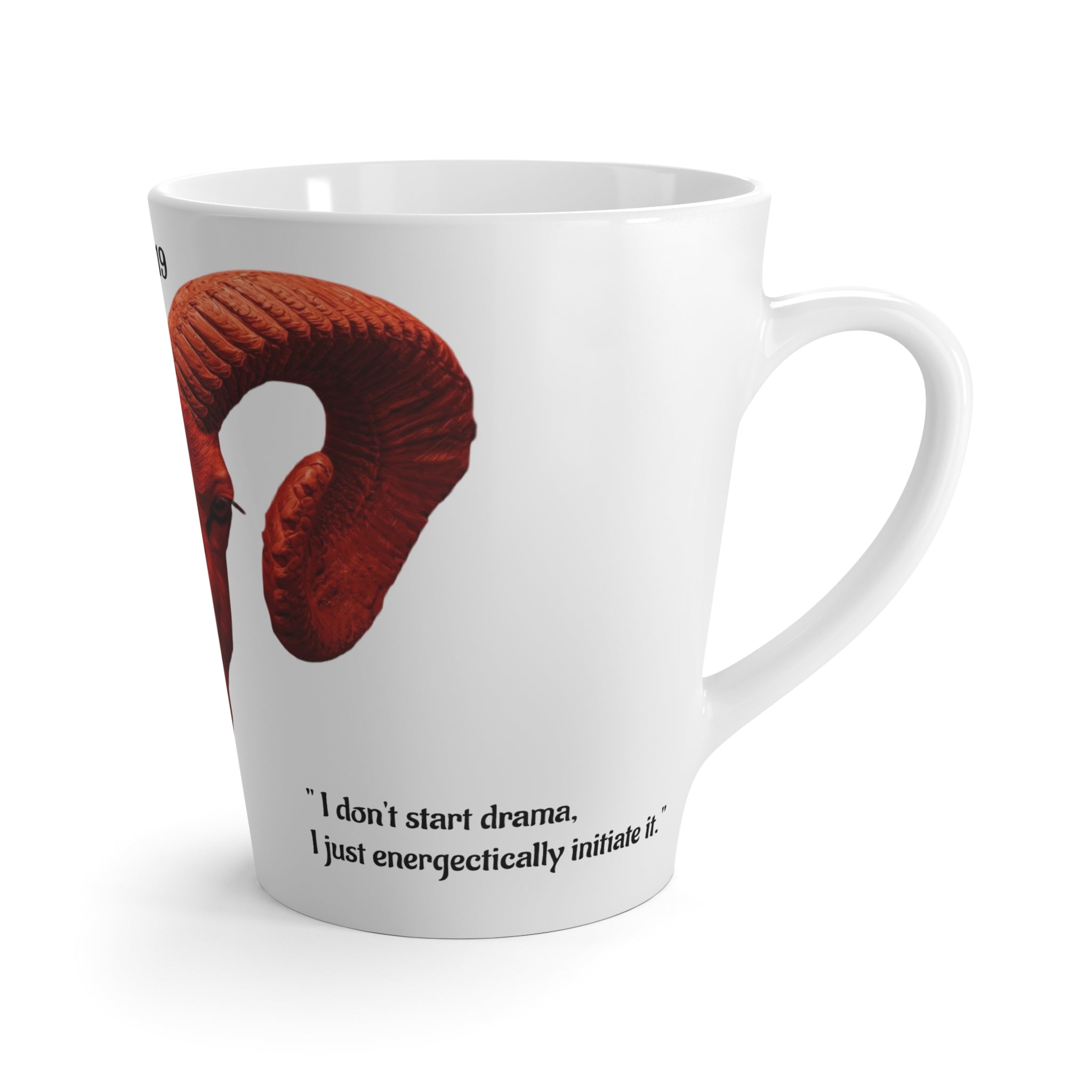 Bold Horned Ram Latte Mug, Unique Coffee Cup, Animal Lover's Gift, Black Art Mug, Best for Birthdays, Home Decor